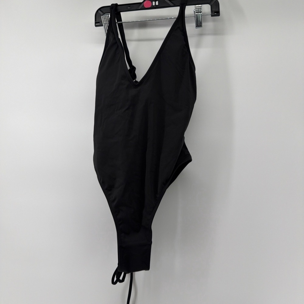 TA3 Black Hi Cut Plungey One piece Swimsuit M Short NWT